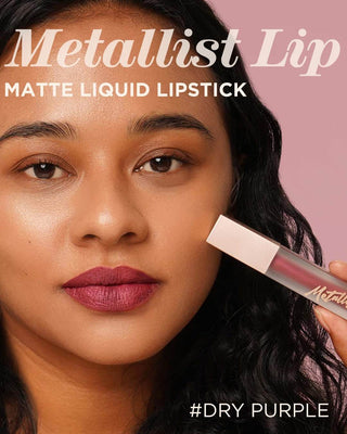 dry purple lipstick, matte, korean makeup