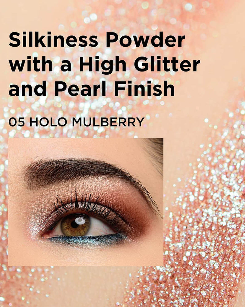 holo mulberry eyelid glitter eyeshadow, korean makeup